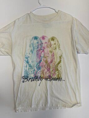 Britney Spears Graphic Tee Mens Medium Cream Pop Music T Shirt